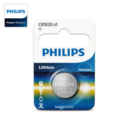 Silver Color Philips Lithium Battery Cr1620 3V Button Cell Long Lasting