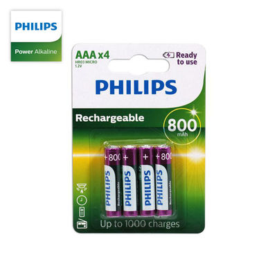 Long Cycle Life 800mAh NIMH Philips AAA Rechargeable Batteries R03B2RTU8/97