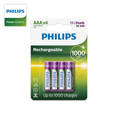 Long Cycle Life 800mAh NIMH Philips AAA Rechargeable Batteries R03B2RTU8/97