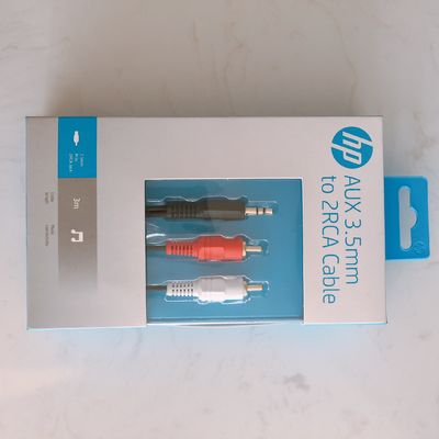 HP 3.5 Mm Stereo Male To 2 Rca Male Audio Cable Gold Plated Connectors