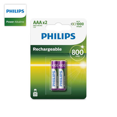 Long Cycle Life 800mAh NIMH Philips AAA Rechargeable Batteries R03B2RTU8/97