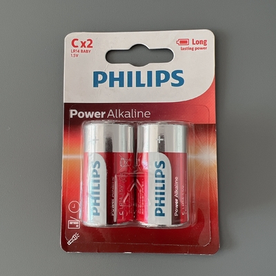 PHILIPS Dry Battery 1.5 V Alkaline Batteries 7500mAh For Flashlight Remotes C Size